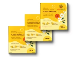 Imagem Kit 3un Sabonetes em Barra Vegetal Infantil Hipoalergênico 100g Flores Amarelas 