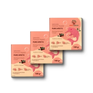 Kit 3un Sabonetes em Barra Vegetal Infantil Hipoalergênico 100g Puro Afeto